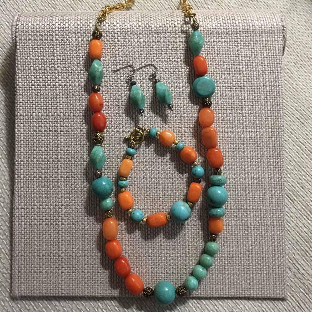 3 piece semi precious stone jewelry set.